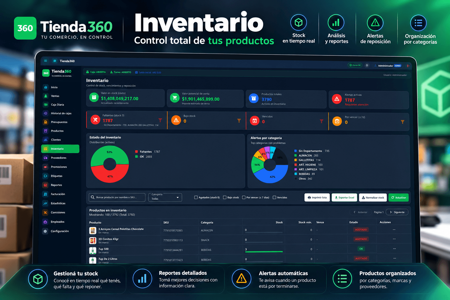 Stock en orden en Tienda360
